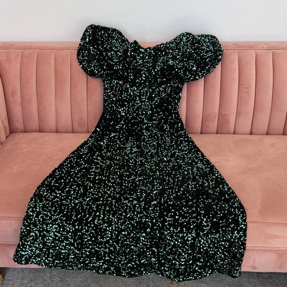 Ivy City Co Black Dress with Green Sequin Accents - Picture 5 of 5